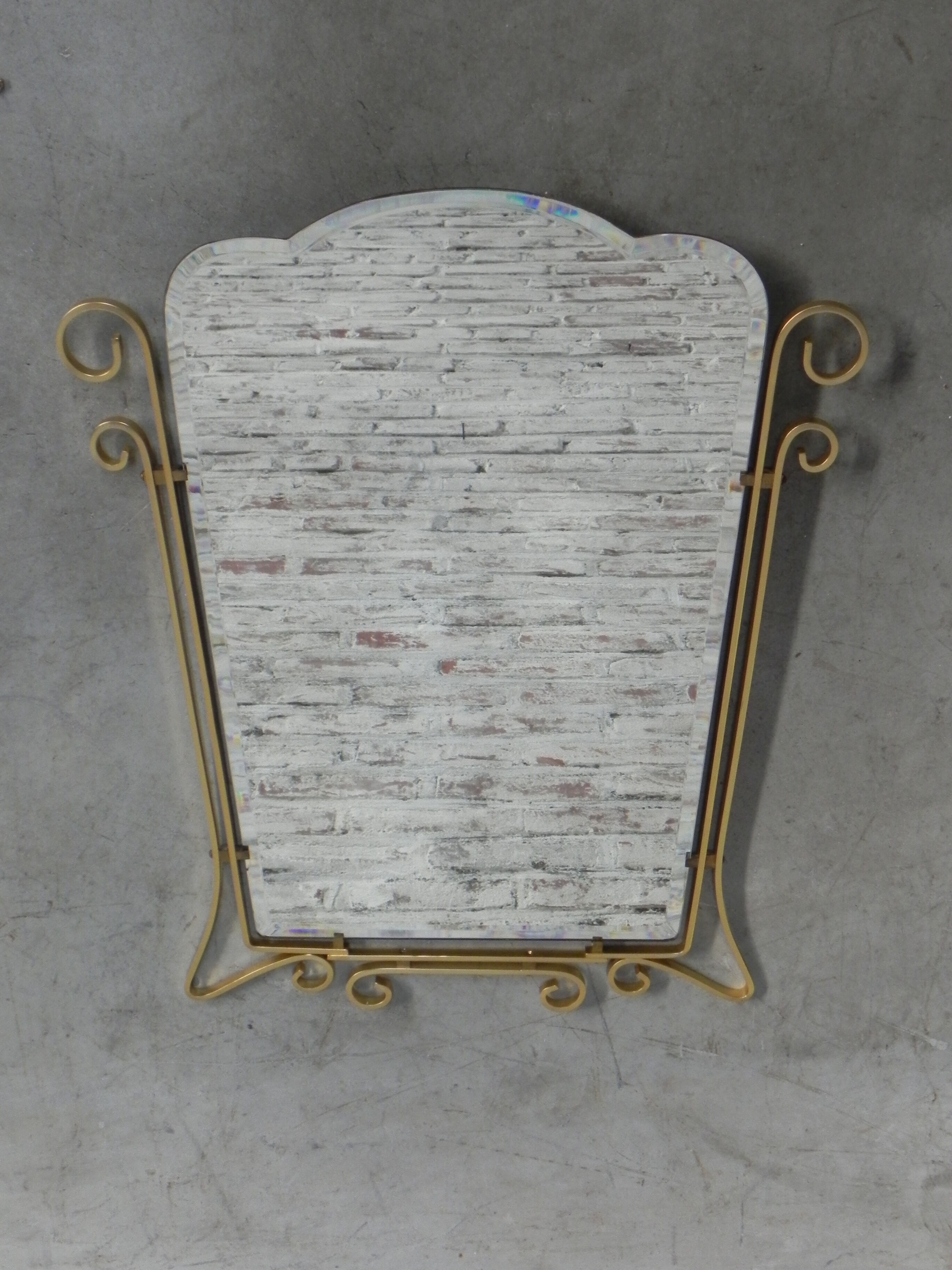 Vintage faceted mirror in aluminum frame 67x54cm