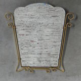 Vintage faceted mirror in aluminum frame 67x54cm