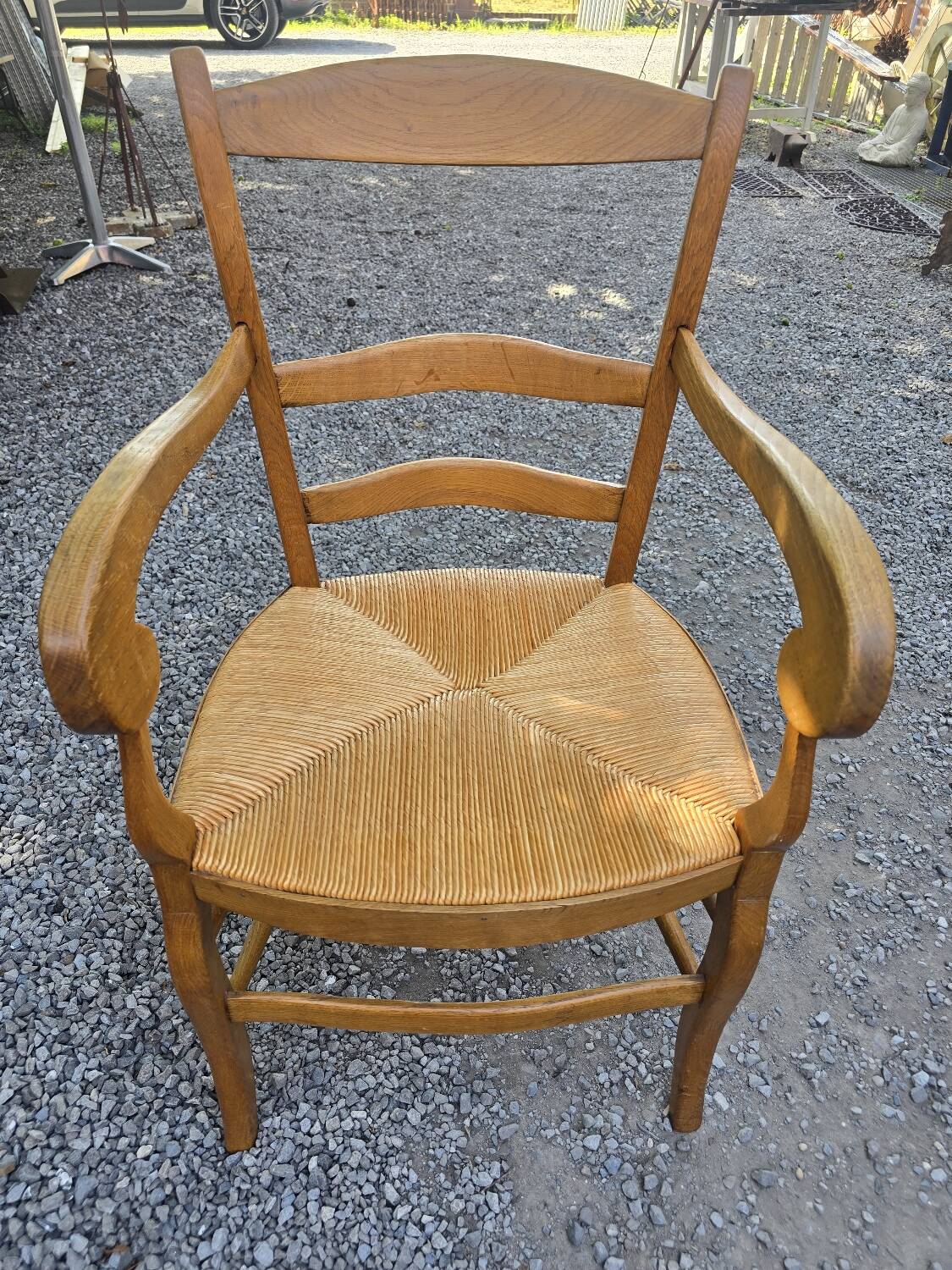 Oak straw armchair