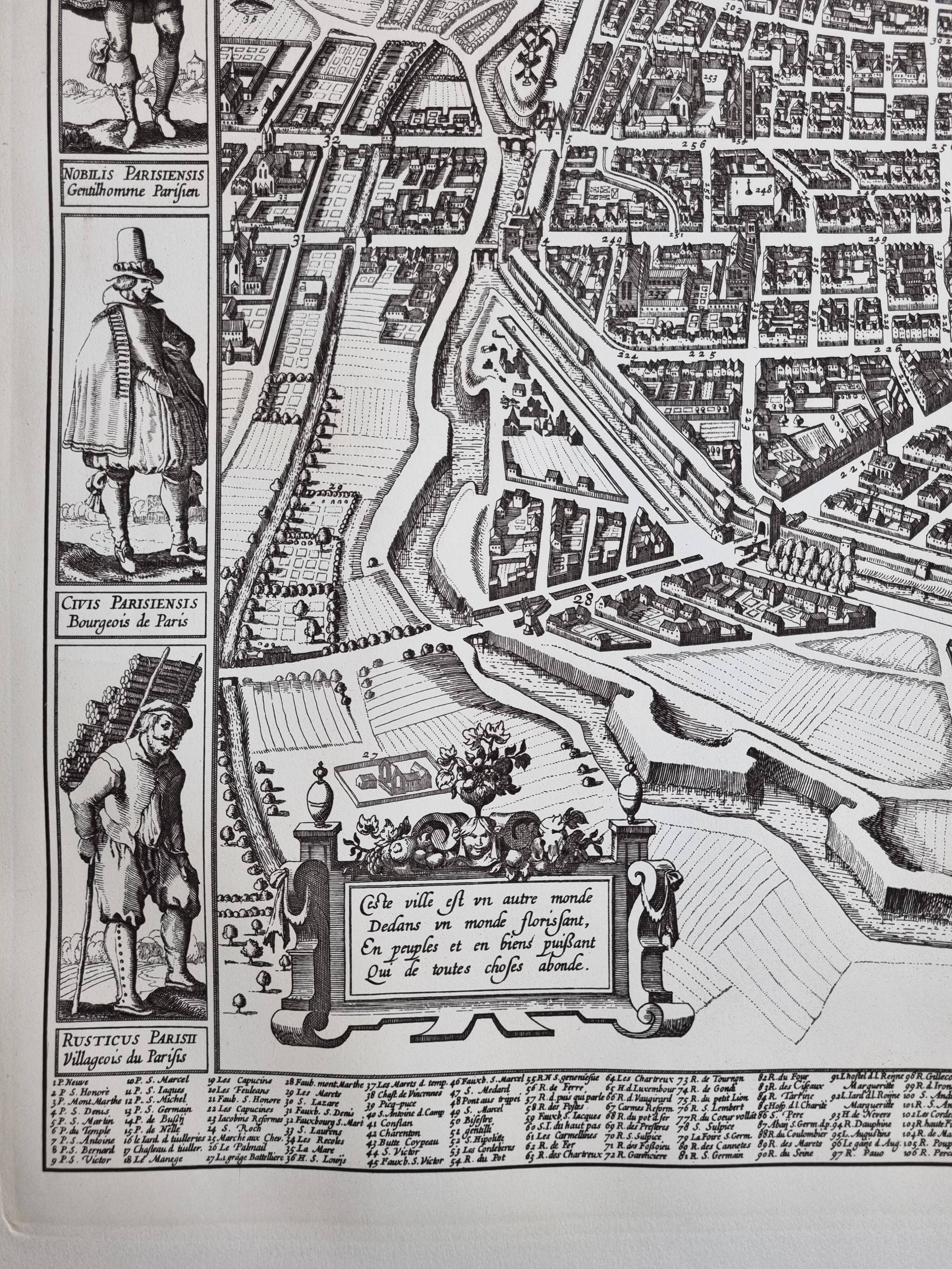 Vintage reproduction, Lutetia Parisiorum Urbis, 1618, after Sebastian Munster, 105 x 73 cm