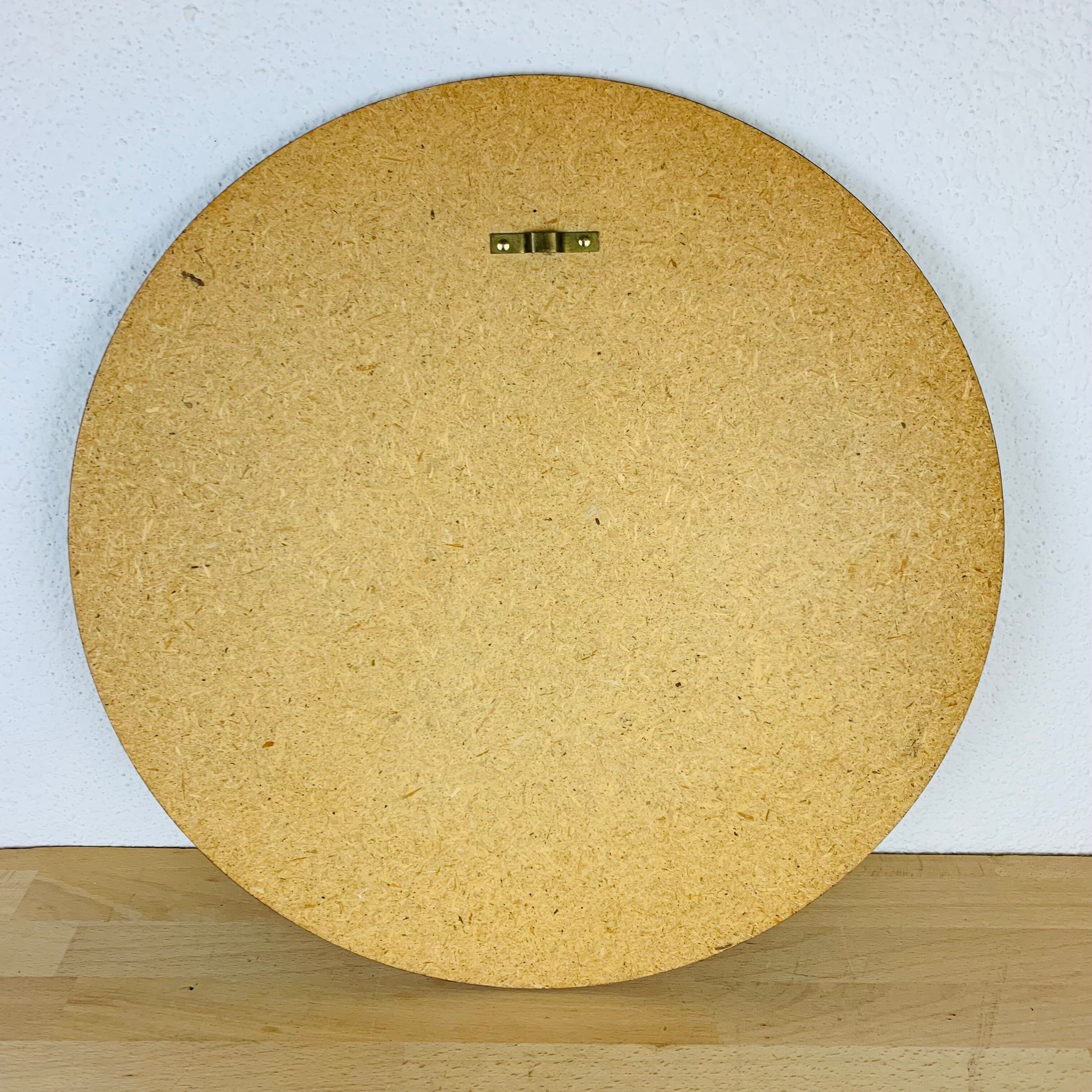 Scandinavian mirror round teak 47 cm 60s