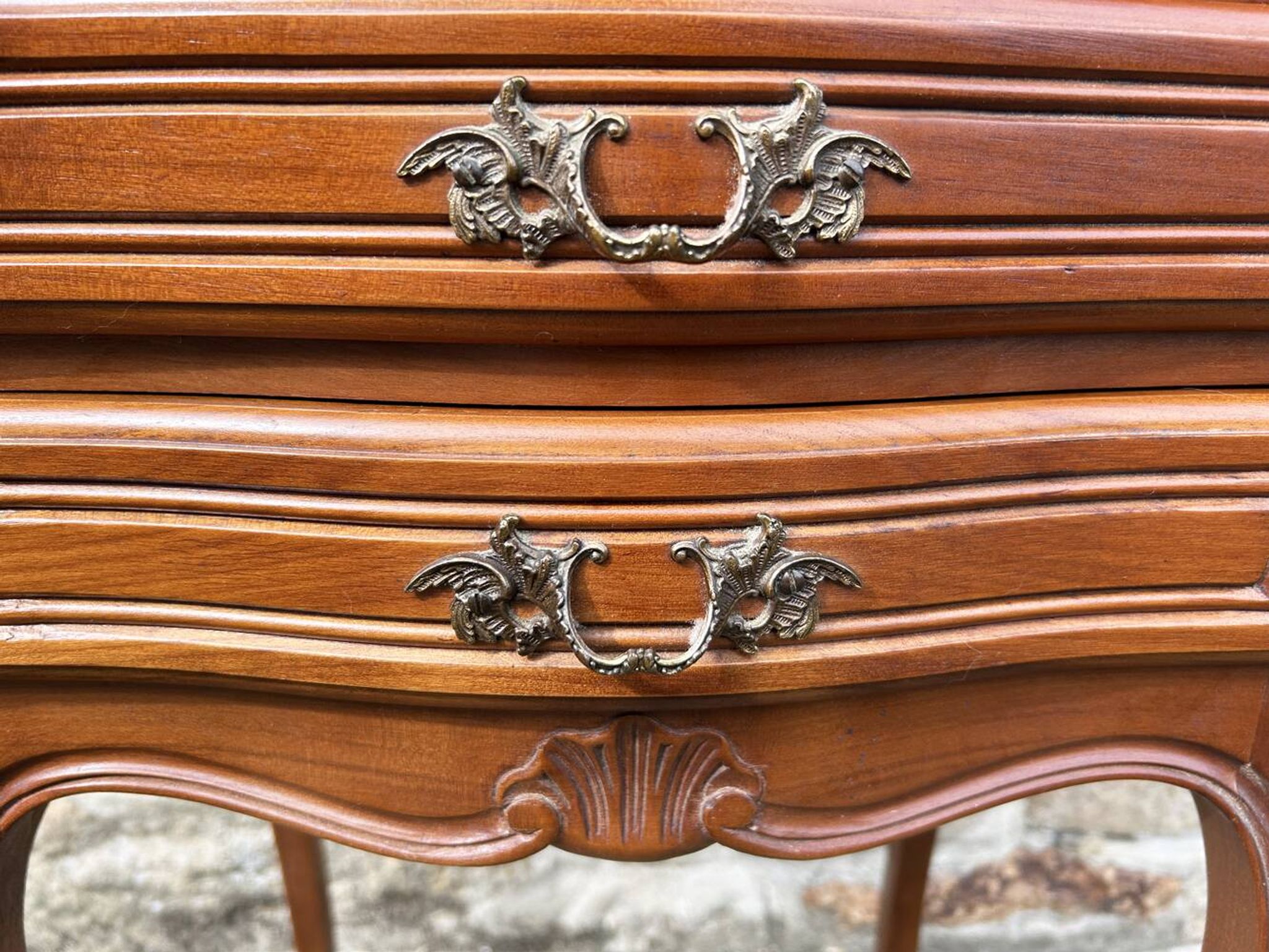 Pair of Louis XV style bedside tables, wood, vintage, early 20th century.
