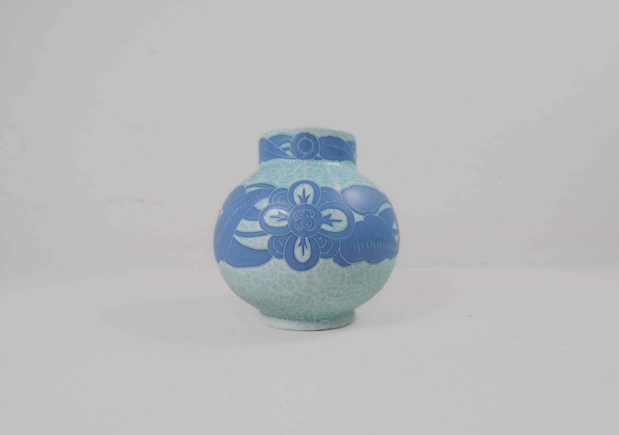 Art Deco Vase Gustavsberg Sgraffito Josef Ekberg, Sweden, 1922