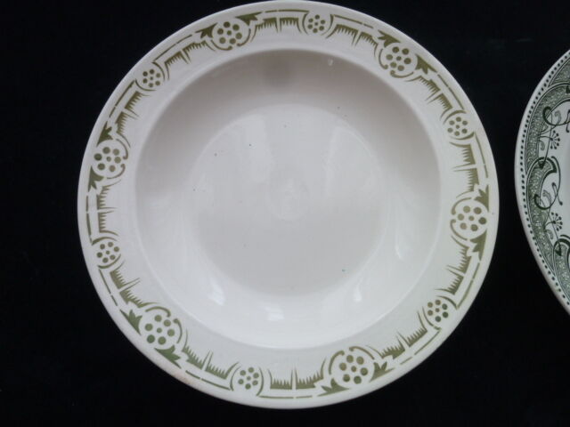 Set of 4 mismatched hollow plates Badonviller and Terre de Fer
