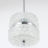 Faceted glass suspension light in chrome style by Karl Fagerlund from the 1960s.
