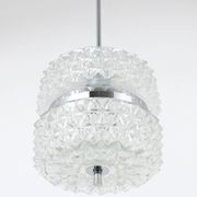 Faceted glass suspension light in chrome style by Karl Fagerlund from the 1960s.