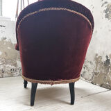 Napoleon III burgundy velvet armchair