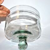 Cloche à fromage ancienne en verre soufflé vert - Présentoir Globe vintage 19cm