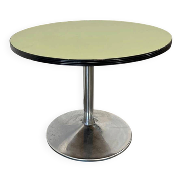 Vintage mint green round coffee table/side table with chrome legs.