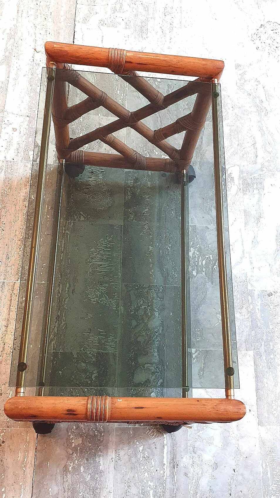 Bamboo coffee table on casters