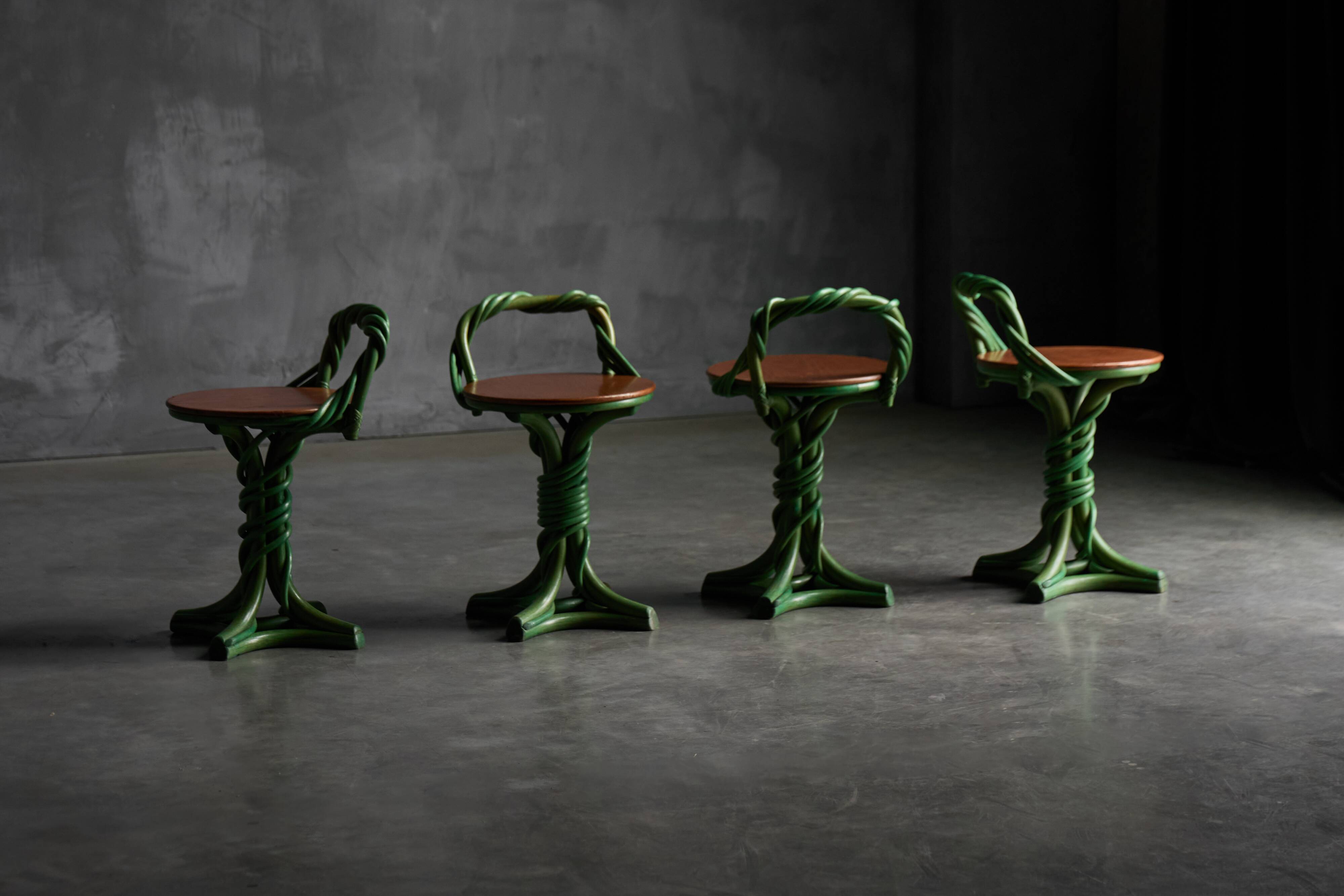 Whimsical Vine Twist Stools, France, Late 20th Century