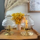 Vintage globe table lamp engraved and transparent chiseled