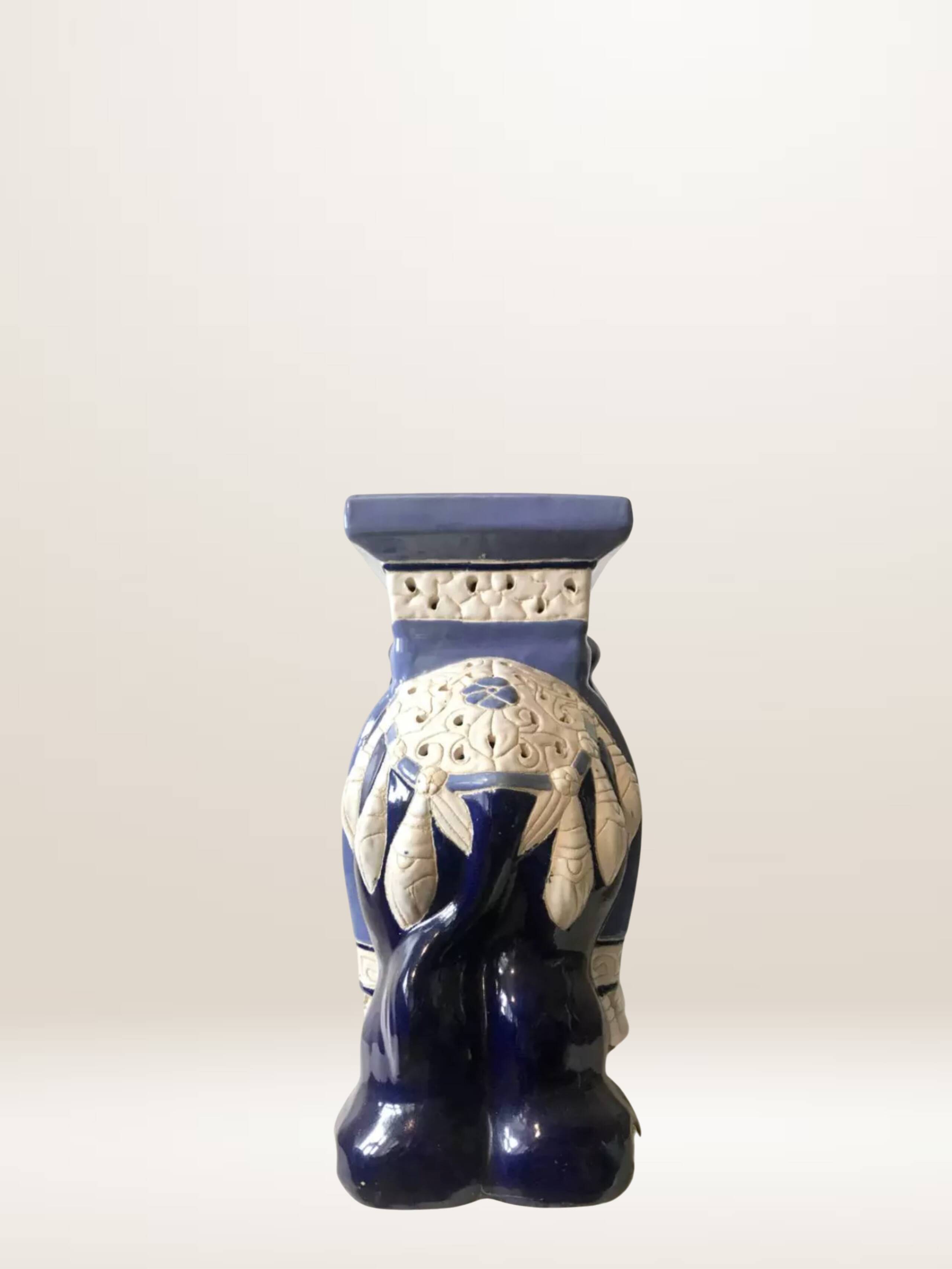 Pair of elephant ceramic side tables