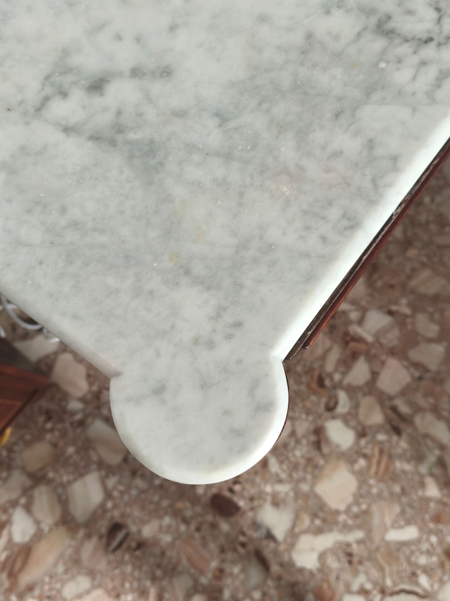 Antique Louis-Philippe style commode with Carrara marble top.
