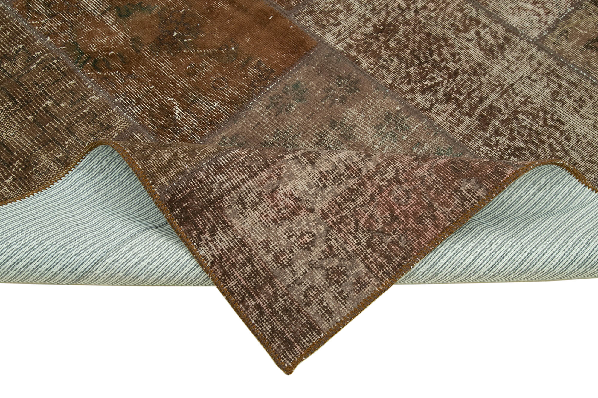 Handwoven anatolian contemporary 170 cm x 241 cm brown patchwork carpet