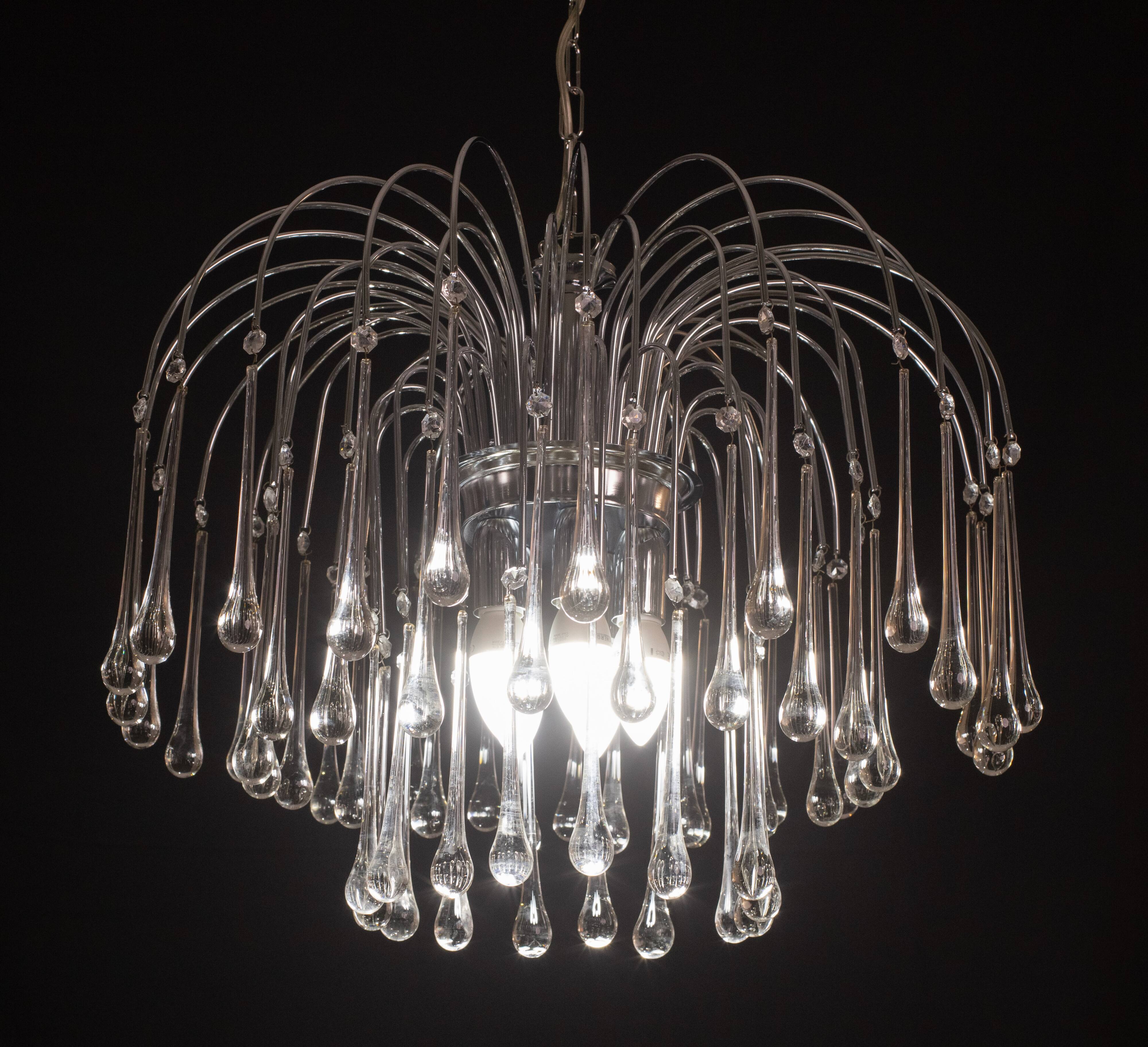 Lady Isabelle Murano Chandelier White Drops, 1980s