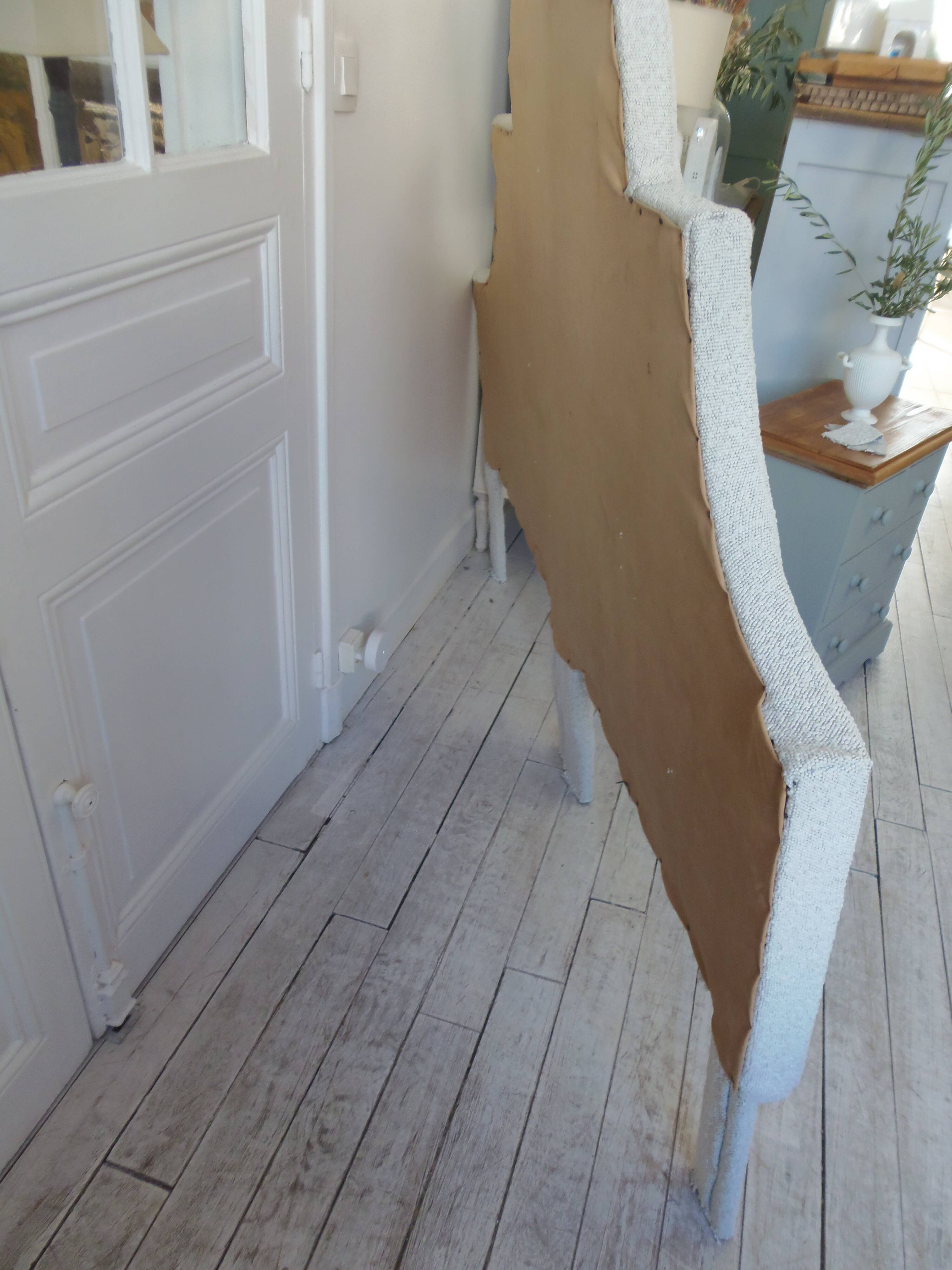 160 headboard upholstered in off-white bouclé fabric