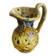 Antique pitcher cyclops enamels honey yellow vallauris fat lava vintage