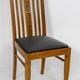 Set of 6 Art Nouveau chairs and armchairs in oak and leather.