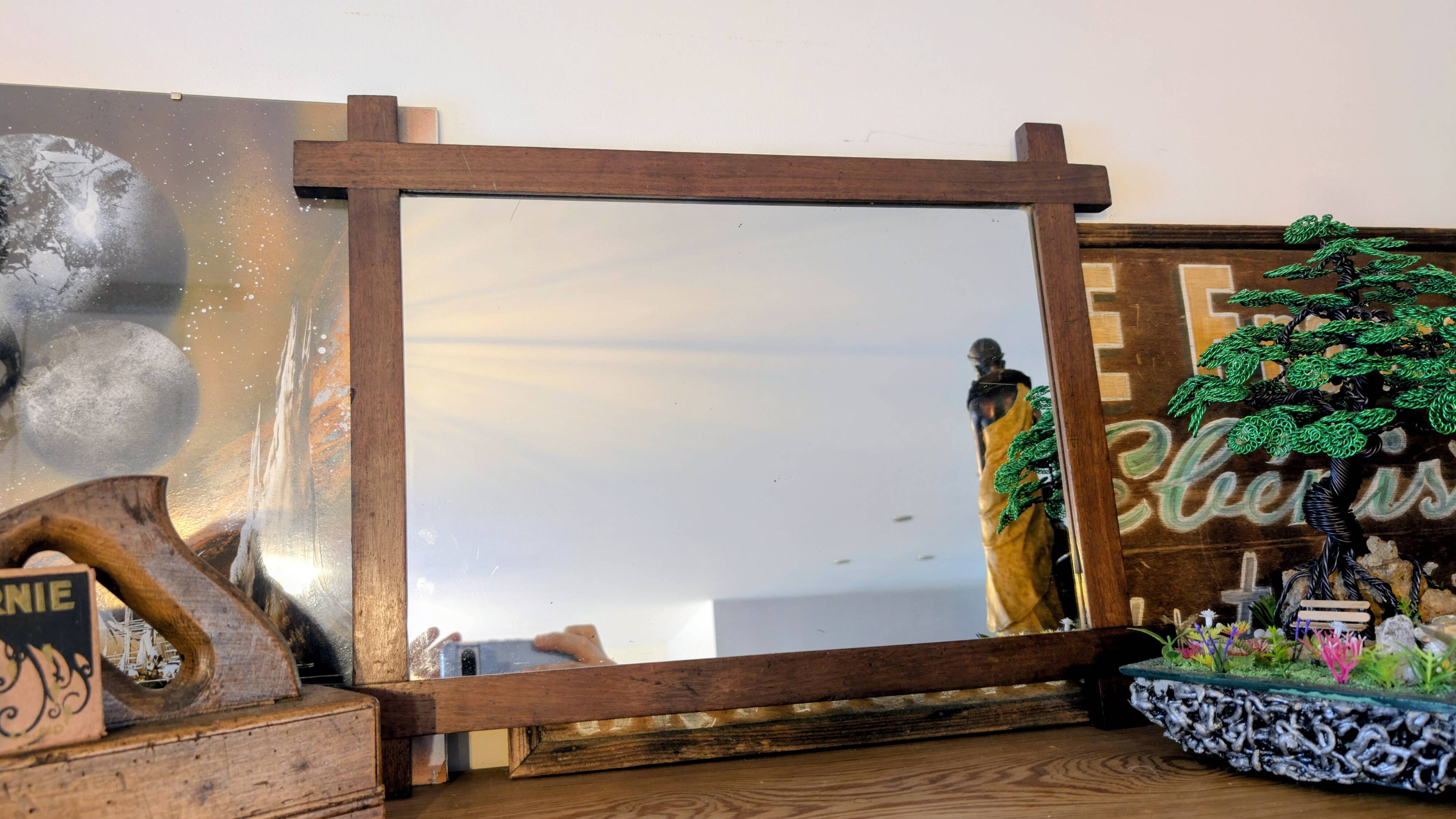 Solid wood mirror from the 1940s – 53 x 40 cm – simple and elegant