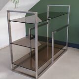 Metal and smoked glass console 1970