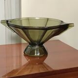 Vintage Art Deco style olive green glass cup
