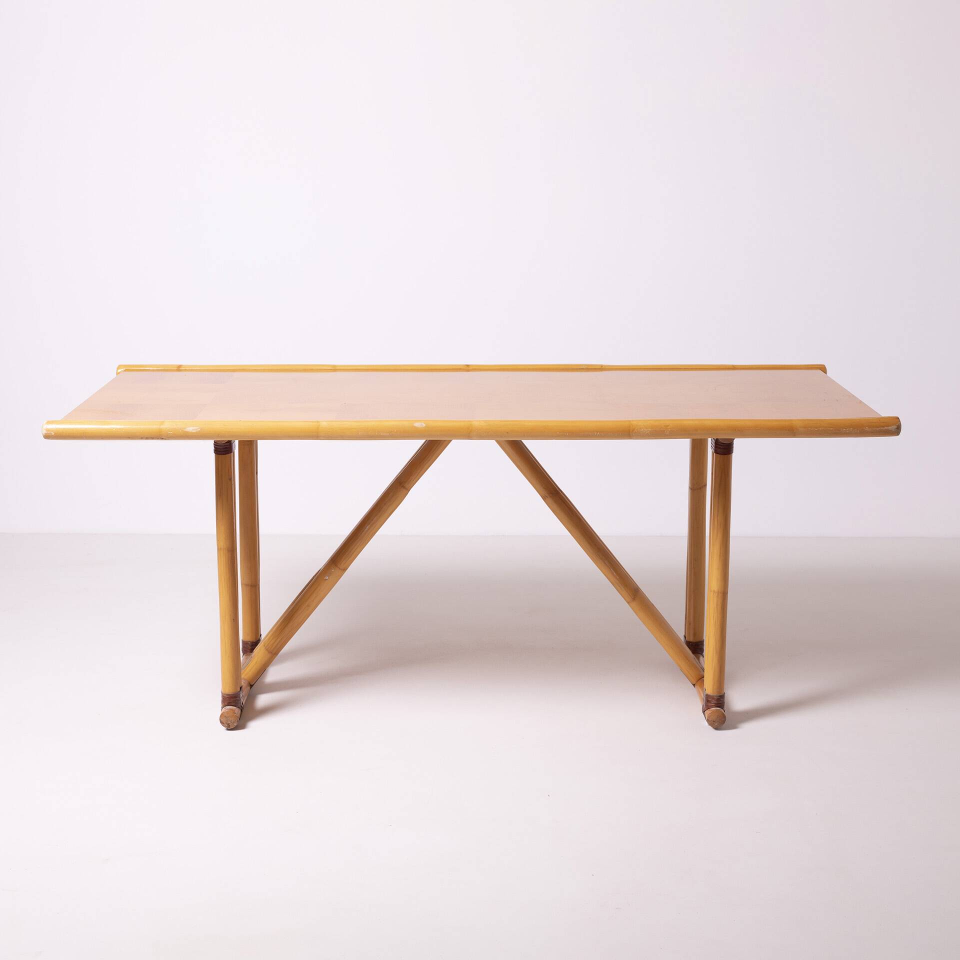 Postmodern foldable bamboo table, Italy, 1980s