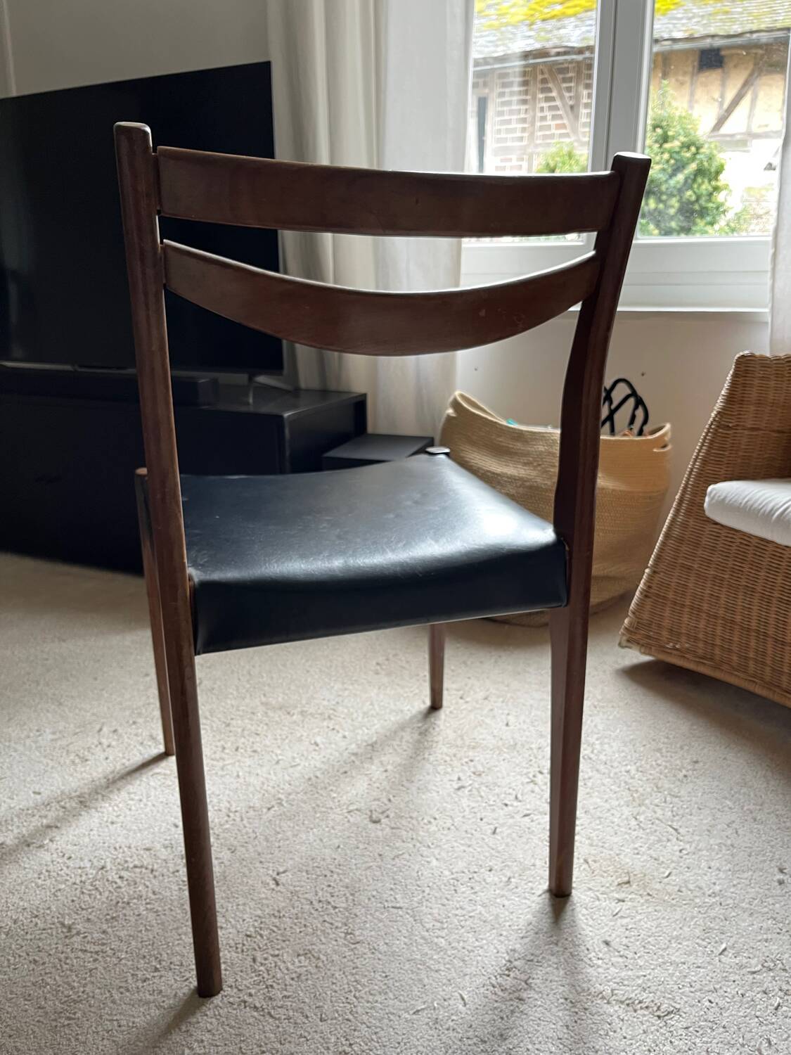 Scandinavian teak and leatherette chair