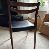 Scandinavian teak and leatherette chair