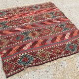 Antique Turkish Kilim Rug shabby vintage old wool country home Kelim 95x93cm