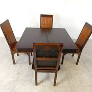 Mid-century bamboo high back dining chairs with table, 1960s