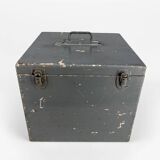 Old gray painted wooden toolbox