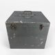Old gray painted wooden toolbox
