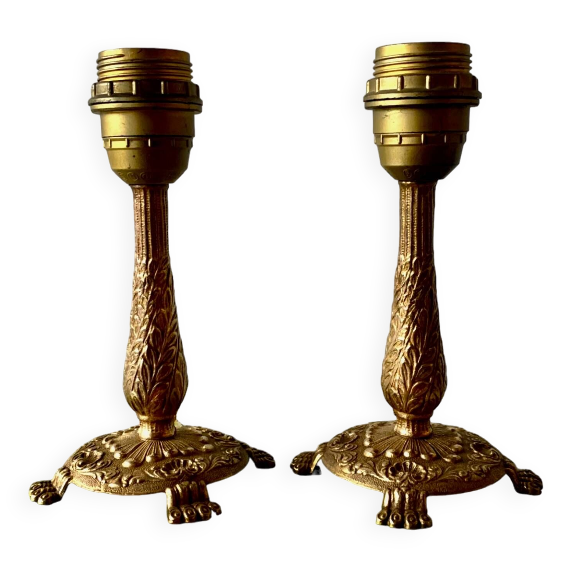 Pair of brass lamp bases - mid-century.