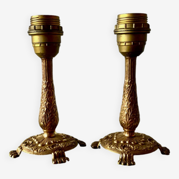 Pair of brass lamp bases - mid century.