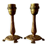 Paire de pieds de lampe en laiton - milieu de siècle.