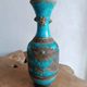 Ugo zaccagnini turquoise ceramic vase with dragon decoration