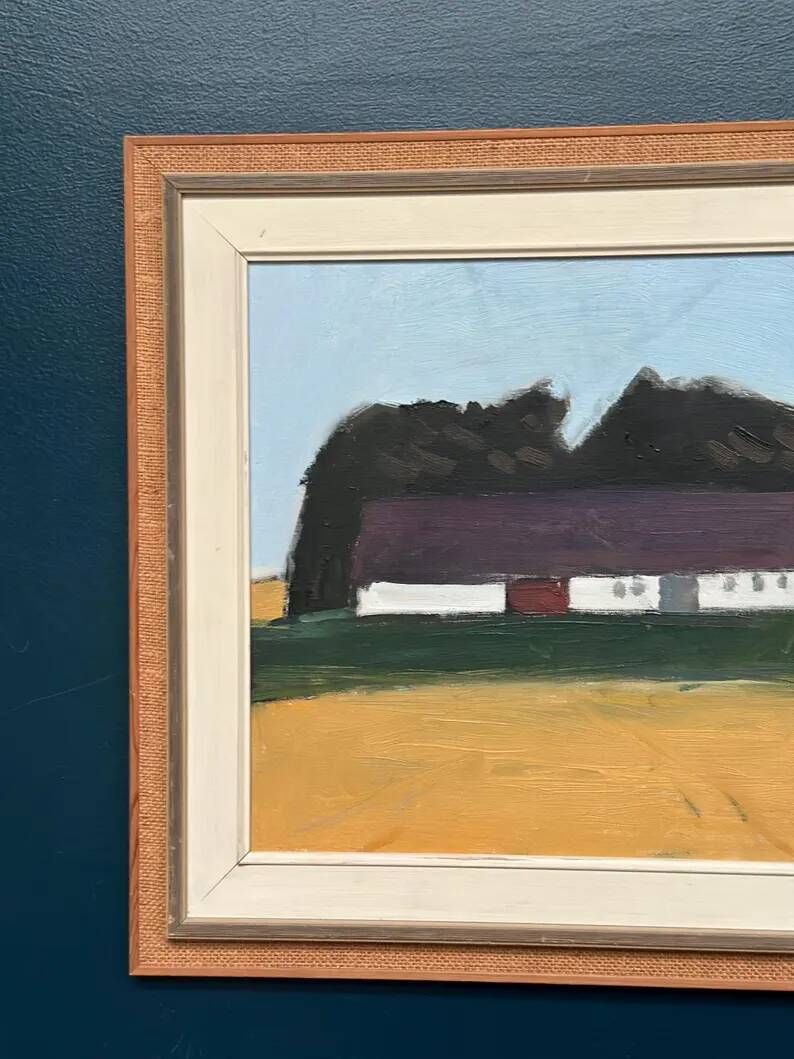 Original Swedish Oil on Canvas – "Farm" by Eric Julius – Signed – Vintage & Framed – 61 × 53 cm (24" × 20.9")