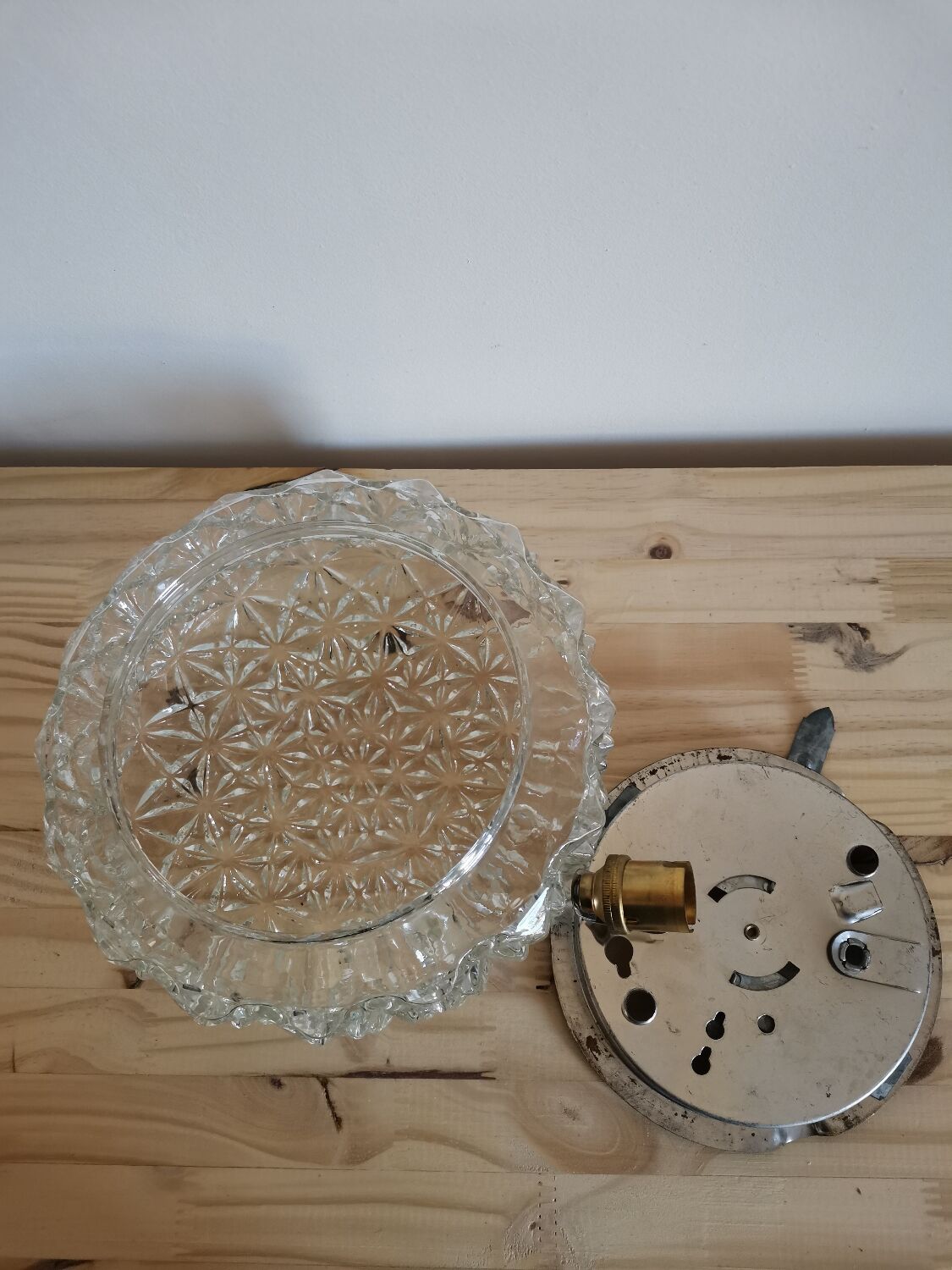 Vintage molded globe glass wall lamp