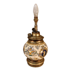 Pied de lampe en faience de gien