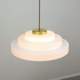 Mid-century cascade brass and plexiglass pendant lamp