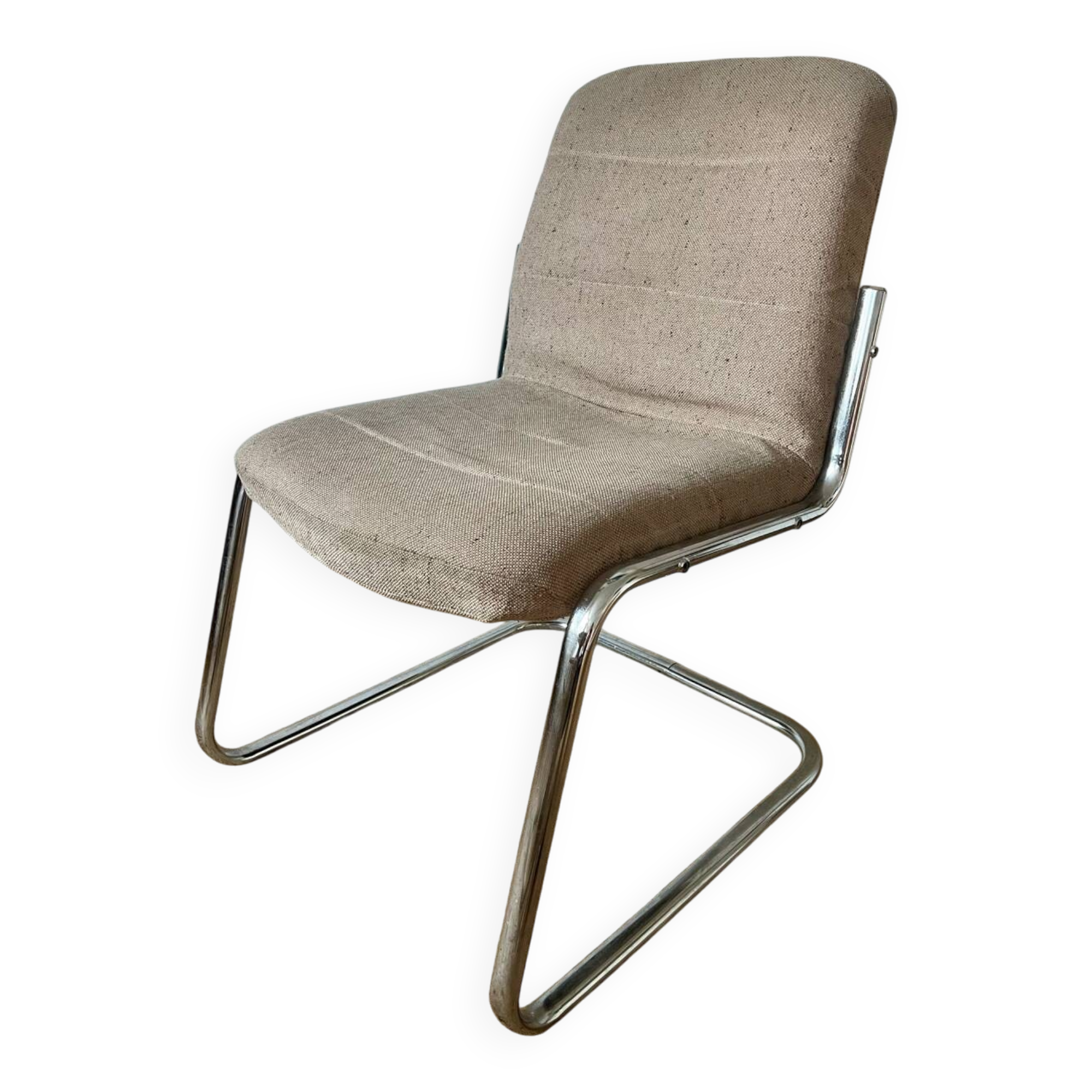 Armchair, chrome and fabric chair, 1970