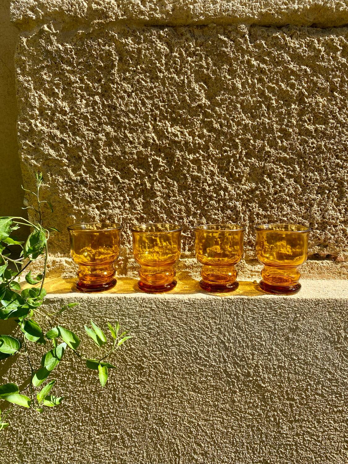 4 verres ambrés Pernod vintage