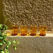 4 vintage Pernod amber glasses