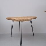 Vintage rattan chairs with table, 1950s, set of 3