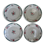 4 assiettes motif floral, en faïence de Badonviller F.B, années 20