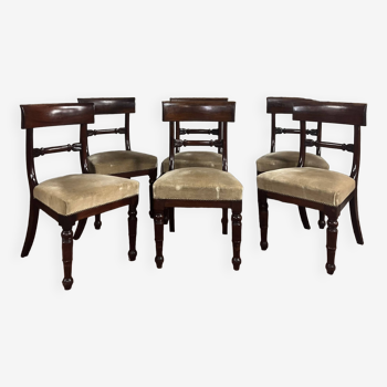 Suite Of Six Mahogany Chairs From The 19th Century Restoration Period