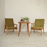 Side table compass legs Czechoslovakia Dievozpracujici mahogany