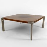 Table basse en noyer et aluminium, par Osvaldo Borsani pour Tecno, Italie, Circa 1970