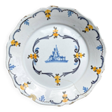 Antique French Earthenware Plate 18th Century NEVERS Landscape Motif